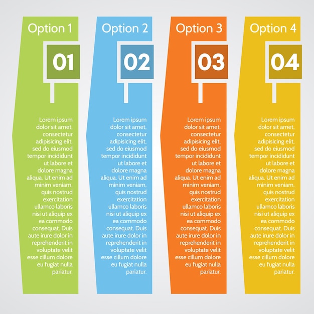 Quatre éléments De Conception Infographique Modèle De Conception Infographique étape Par étape Illustration Vectoriellexa