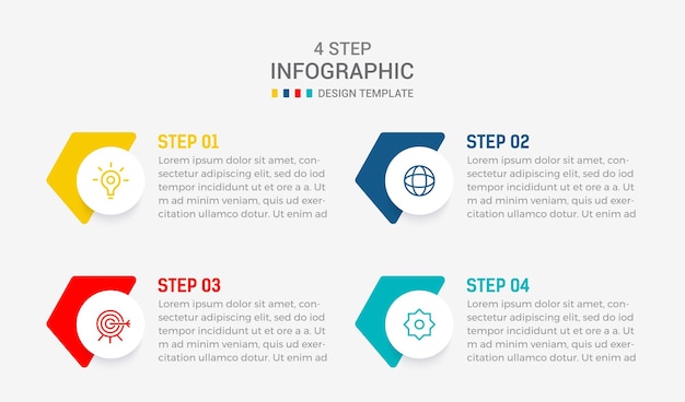 Quatre étapes conception d'éléments infographiques modèle vectoriel pour le diagramme de processus de présentation et les présentations disposition de flux de travail étape bannière diagramme de flux d'information illustration vectorielle graphique