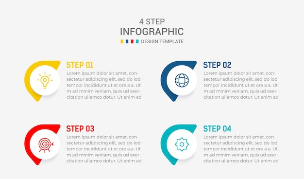Quatre étapes conception d'éléments infographiques modèle vectoriel pour le diagramme de processus de présentation et les présentations disposition de flux de travail étape bannière diagramme de flux d'information illustration vectorielle graphique