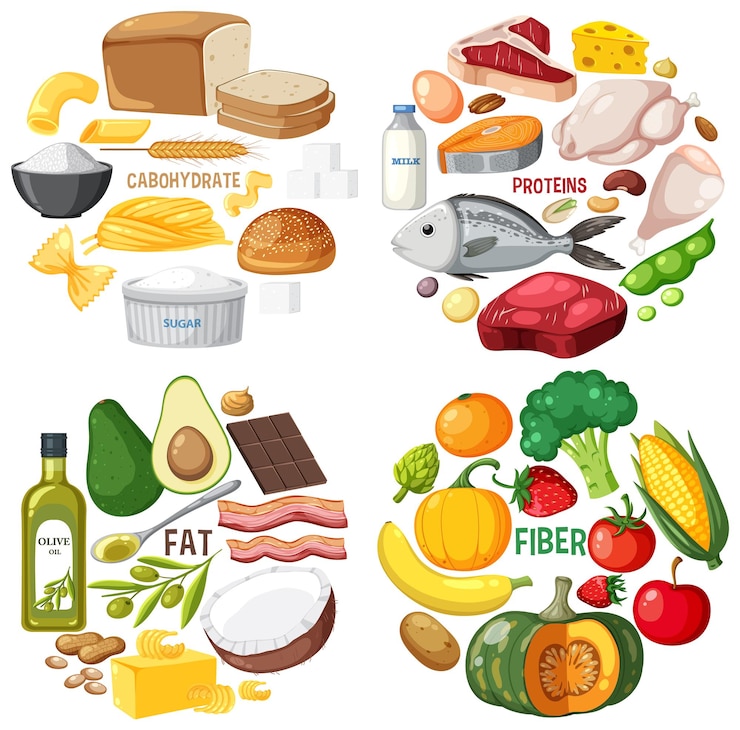 Vecteur les quatre groupes d'aliments