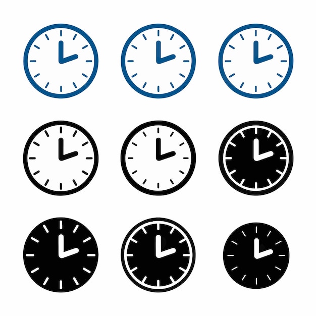 quatre horloges montrent l'heure comme 5 30
