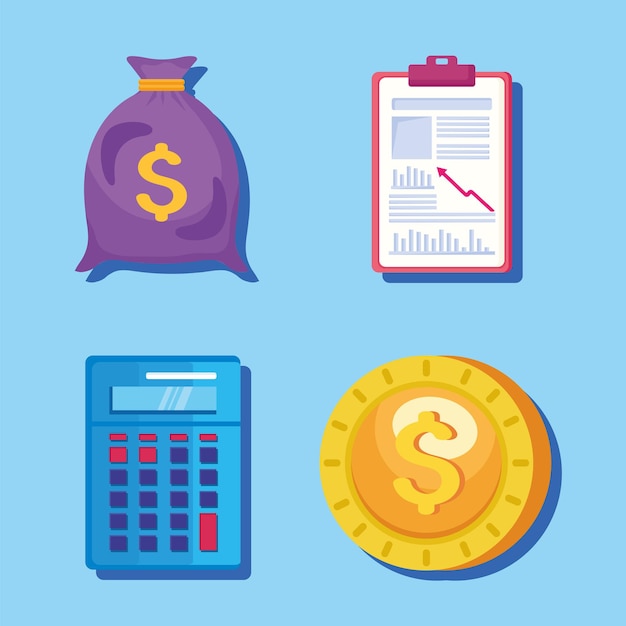 Quatre icônes de gestion financière
