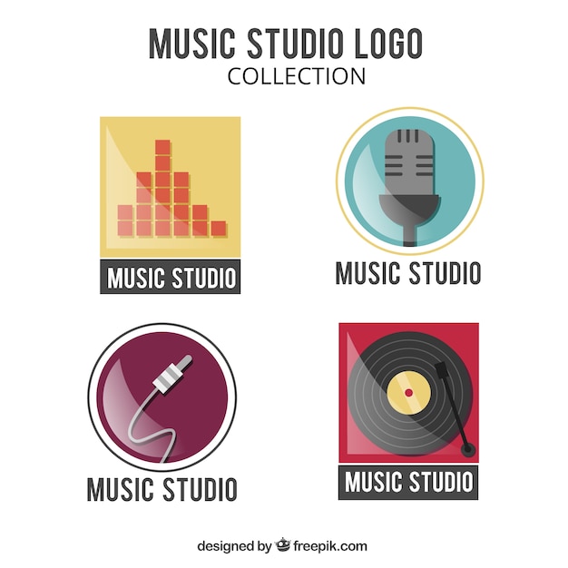 Vecteur quatre logos pour un studio de musique