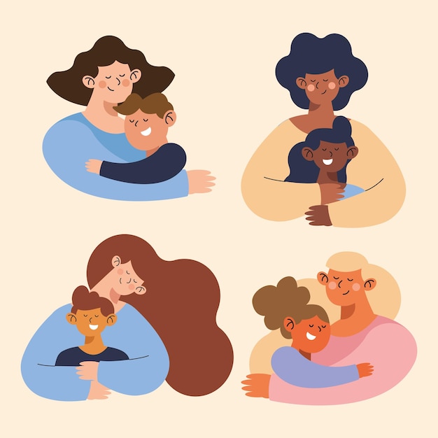 Quatre mères et enfants