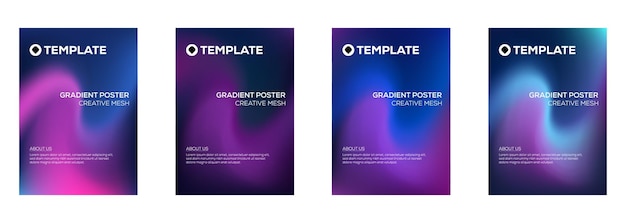 Quatre modèles d'affiches dégradées Conception créative de mailles