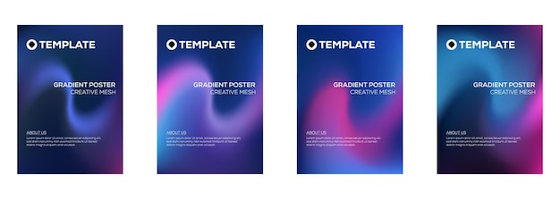 Quatre modèles d'affiches dégradées Conception créative de mailles