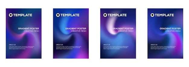 Quatre modèles d'affiches dégradées Conception créative de mailles