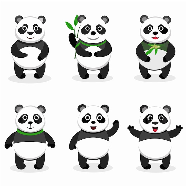 quatre photos de pandas dont une a un nœud papillon vert