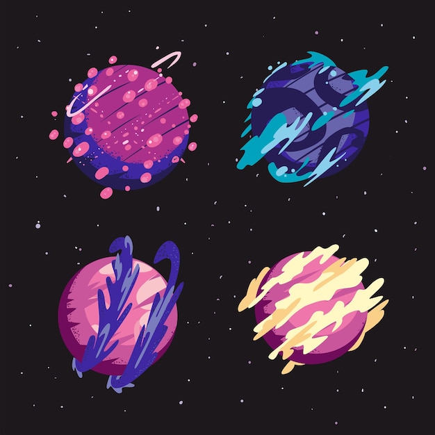 Quatre Planètes Mignonnes