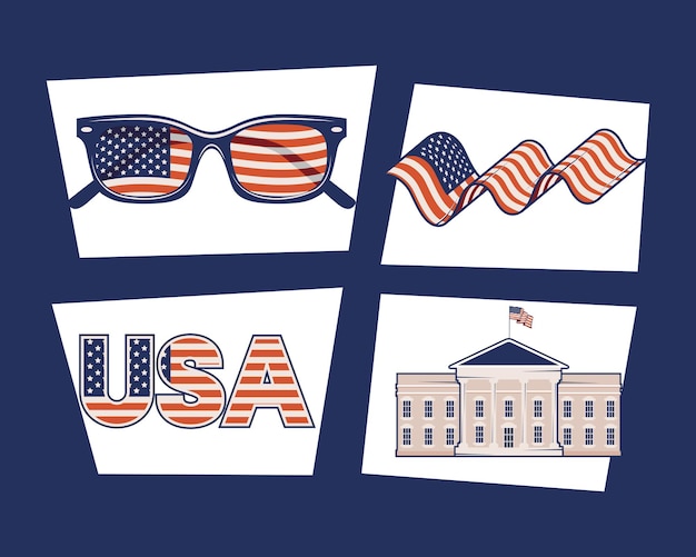 Quatre Usa Pays Ensemble Clipart