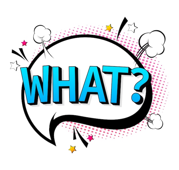 Quelle question sur la bulle de dialogue de style pop Icône vintage pour la conception de la couverture