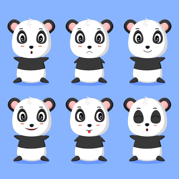 quelques illustrations vectorielles mignon panda expression