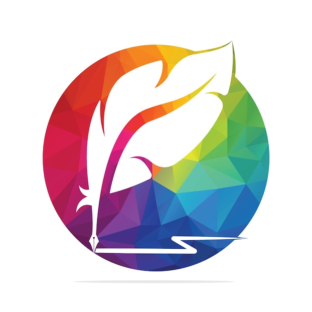 Quill Feather Pen logo vector design Writer icône style plat design avec couleur pour l'identité