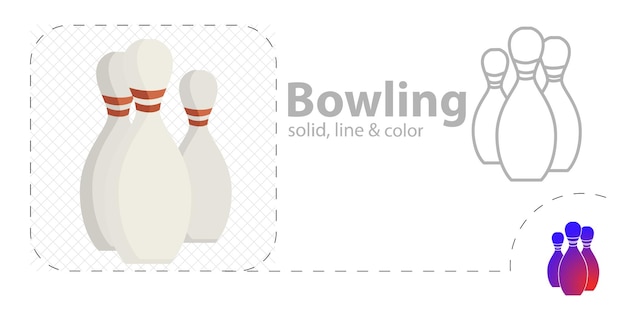 Quilles De Bowling Illustration Plate Isolée Icône De Ligne De Quilles De Bowling