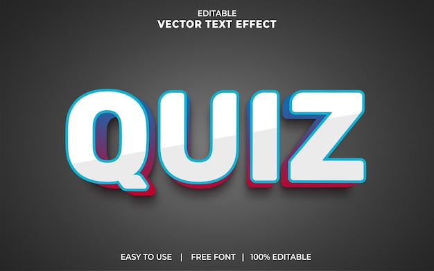 Quiz Effet de texte 3D modifiable avec arrière-plan