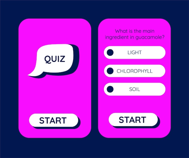 Quiz test loterie millionnaire. Ensemble d'interface de jeu de quiz. Modèle vectoriel de questionnaire