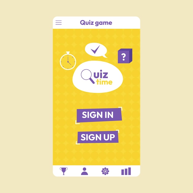 Quiz test loterie modèle de menu millionnaire Cadre de jeu Quiz Illustration vectorielle plane