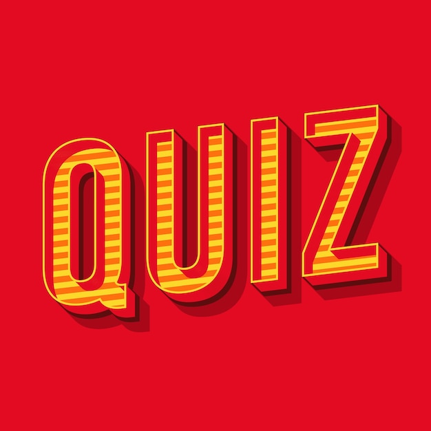 Quiz vintage lettrage vectoriel 3d