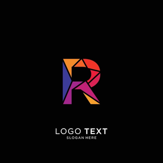 R Logo Technology coloré sur fond noir