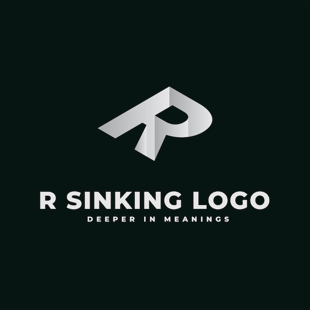 Vecteur r monochrome isometric hole pit et tranchant logo initial alphabet letter logomark icon