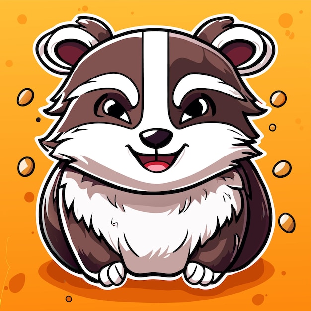 Raccoon Dessiné à La Main, Mascotte élégante, Dessin De Personnage De Dessin Animé, Concept D'icône D'autocollant