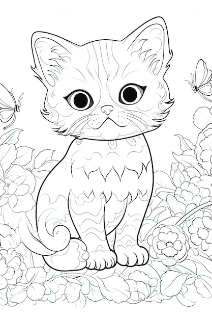 Vecteur une race de chat kawaii chats exotiques à poil court pour le livre de coloriage avec une ligne nette et avec un intérieur