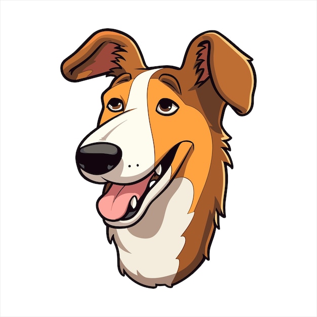 Race De Chien Collie Lisse Cartoon Mignon Kawaii Personnage Animal Animal De Compagnie Illustration D'autocollant Isolé