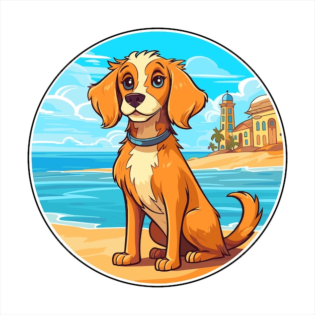 Vecteur race de chien havenaise dessin animé kawaii personnage plage animal d'été autocollant d'animal de compagnie illustration