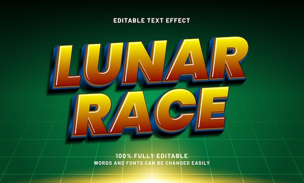 race lunaire effet de texte modifiable avec un style de texte galactique et cosmique