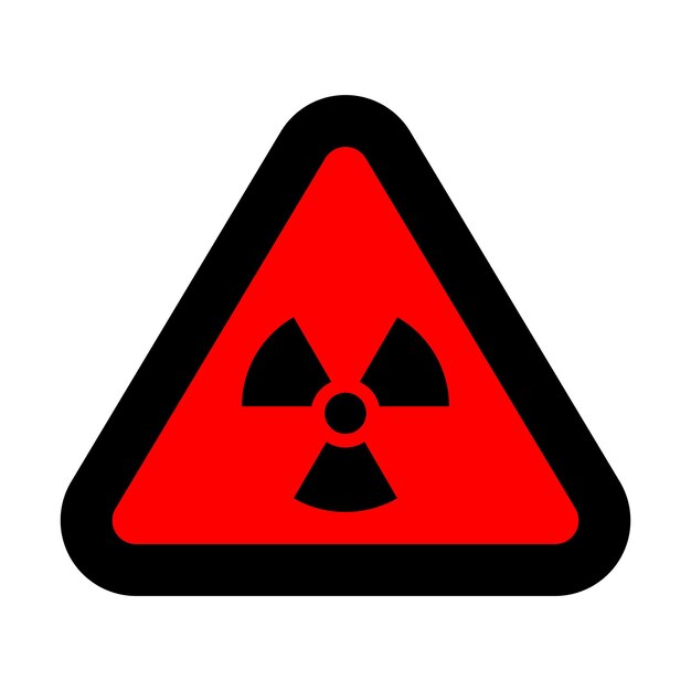 Vecteur radioactif icône de triangle rouge noir signe nucléaire signe d'avertissement isolé symbole de danger