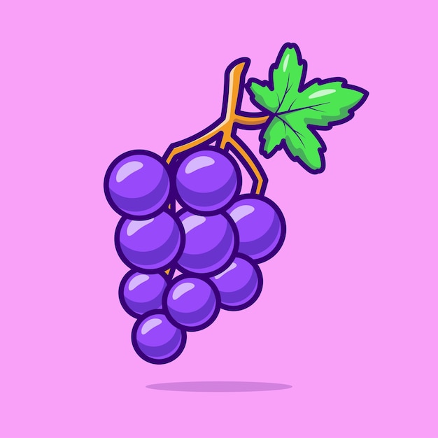 Vecteur raisin fruit dessin animé vecteur icône illustration nourriture nature icône concept isolé vecteur premium