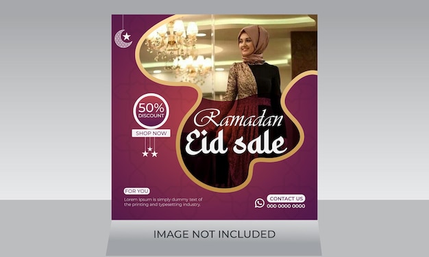 Vecteur ramadan eid fashion discount vente médias sociaux bannière web flyer carré modèle de conception de dépliant