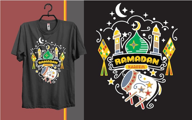 Vecteur le ramadan et l'eid mubarak t-shirt est conçu