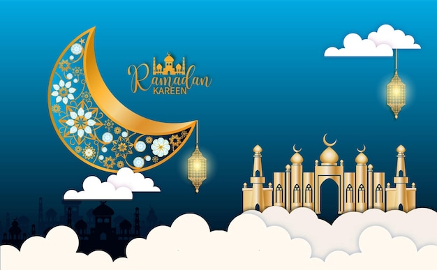 Ramadan Kareem Affiches Ou Invitations Papier Découpé Lanternes Islamiques étoiles Et Lune De Vecteur