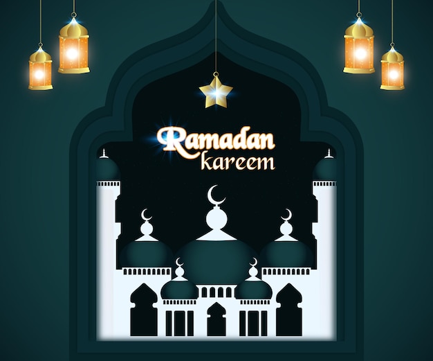 Ramadan Kareem Arabe Fond Décoratif Réaliste Islamique Avec Des éléments Islamiques