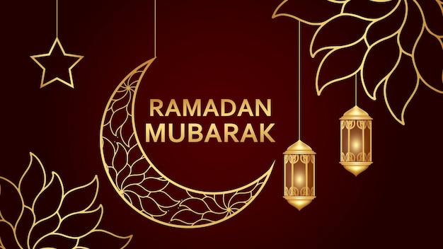 Vecteur ramadan kareem carte de vœux de design islamique moderne avec des lanternes à étoiles de lune