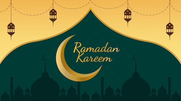 Vecteur ramadan kareem carte de voeux islamique fond illustration vectorielle