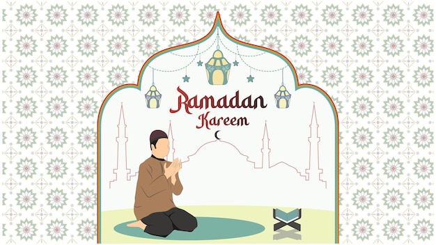 Vecteur ramadan kareem carte de voeux islamique fond illustration vectorielle