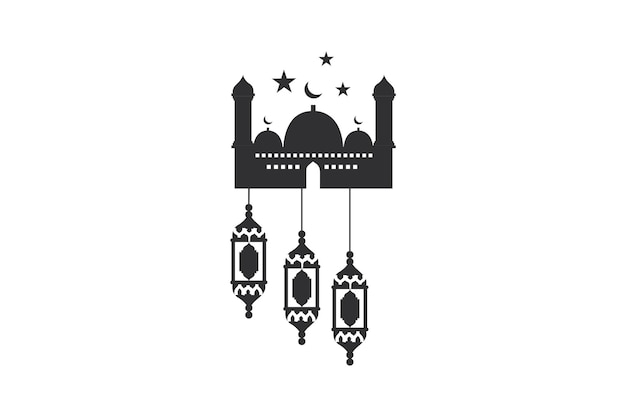 Vecteur ramadan kareem conception de typographie avec la mosquée