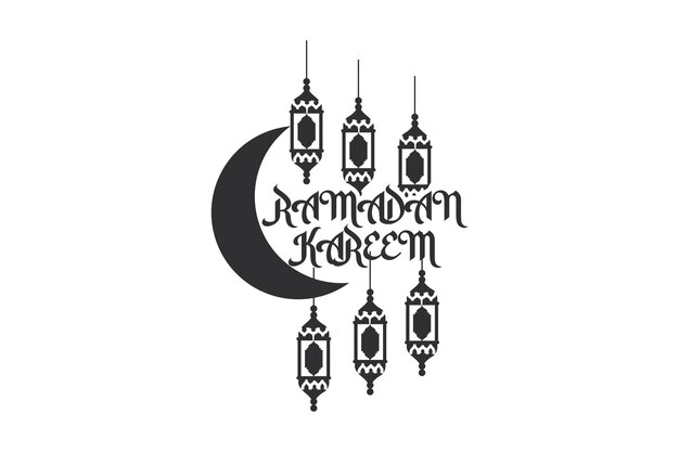 Vecteur ramadan kareem conception de typographie avec la mosquée