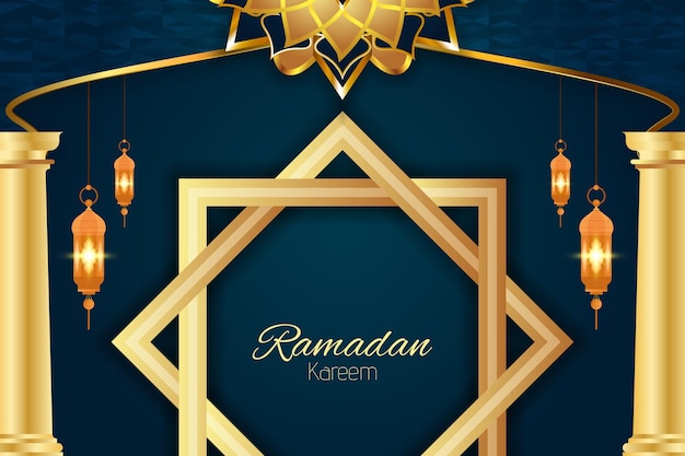 Vecteur ramadan kareem fond islamique couleur bleue avec élément