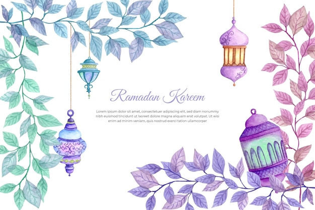 Ramadan Kareem Fond Islamique Dans Un Style Aquarelle