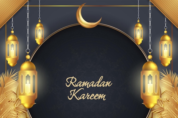 Ramadan Kareem Fond Islamique Gris Et Or