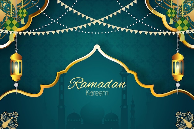 Ramadan Kareem Fond Islamique Vert Et Or