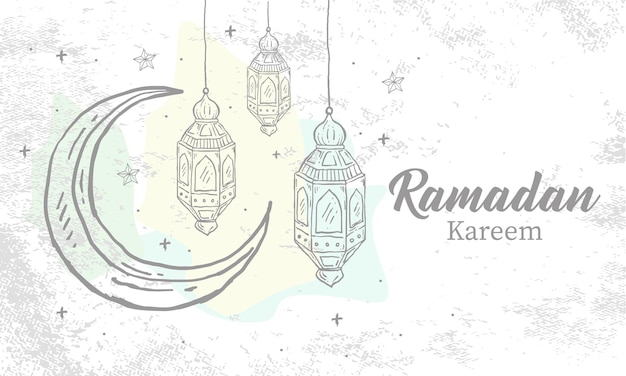 Ramadan Kareem avec fond d'ornement d'illustration islamique dessiné à la main