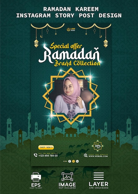 Ramadan Kareem Histoire Instagram Et Facebook Conception De Bannière De Vente Modèle De Vecteur Premium