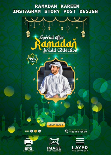 Ramadan Kareem Histoire Instagram et Facebook Conception de bannière de vente Modèle de vecteur Premium