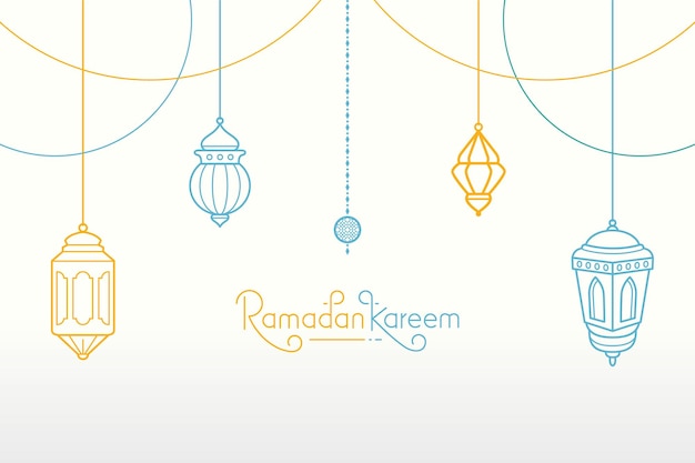 Ramadan kareem lettrage typographie carte de voeux avec symbole islamique d'art en ligne