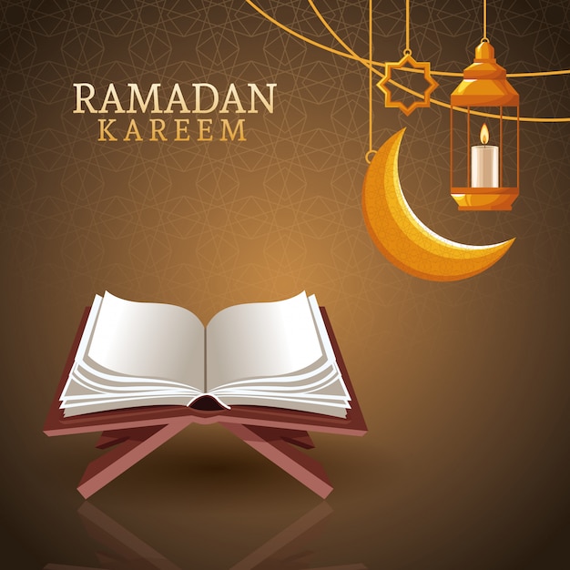 Ramadan Kareem Avec Lune Décroissante Et Art Islamique