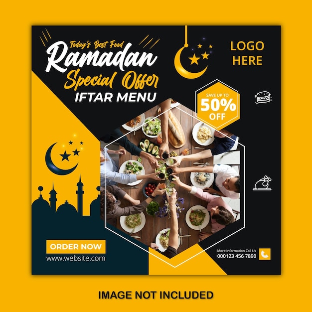 Vecteur ramadan kareem menu alimentaire publication sur les réseaux sociaux vecteur gratuit